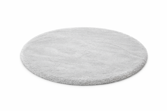Rond Fluffy Vloerkleed Licht Grijs – Ø 120 cm